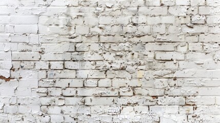 A vintage white brick wall with patches of discoloration, adding depth and interest.