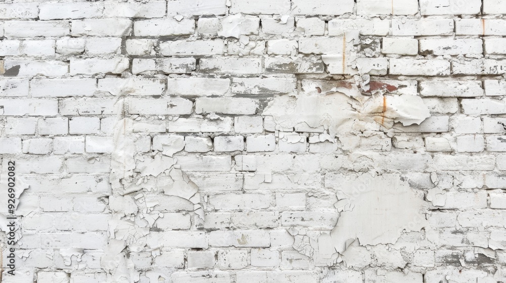 Canvas Prints A weathered white brick wall with visible signs of wear and tear, adding texture and interest.