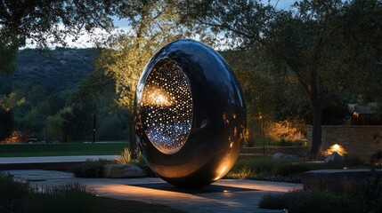 Modern Sculpture in a Garden Setting