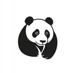 A black silhouette panda icon logo isolated white background
