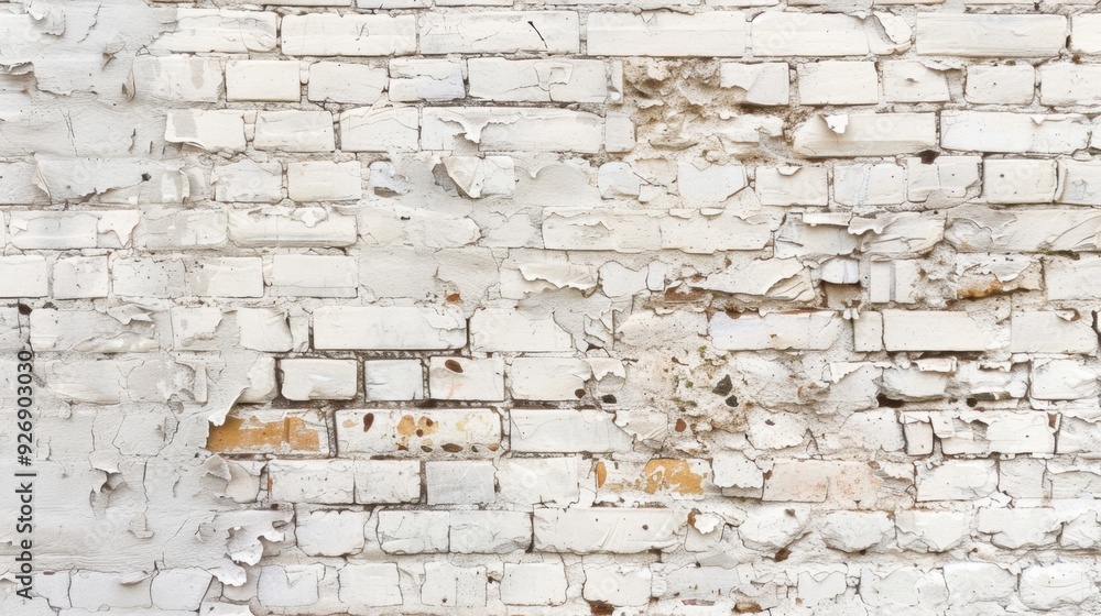 Poster An aged white brick wall with a distressed surface, adding a touch of history and character.