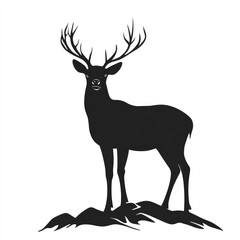 Obraz premium a black deer silhouette isolated white background 