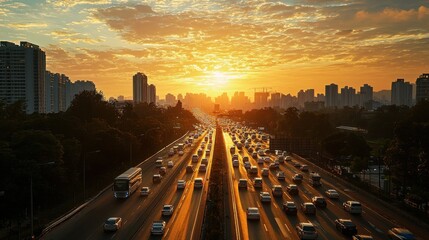 A smart city at dawn where AI systems manage traffic energy and public safety ensuring a smooth and efficient start to the day