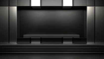 Black Minimalist Shelf with Geometric Background