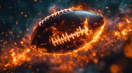 A blazing American football soaring through a dark night sky