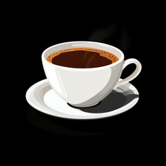 Obraz premium a hot cup of caffeinated coffee isolated black background 