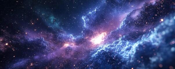 Naklejka premium A stunning cosmic scene showcasing vivid colors and swirling galaxies, perfect for science fiction or space-themed projects.