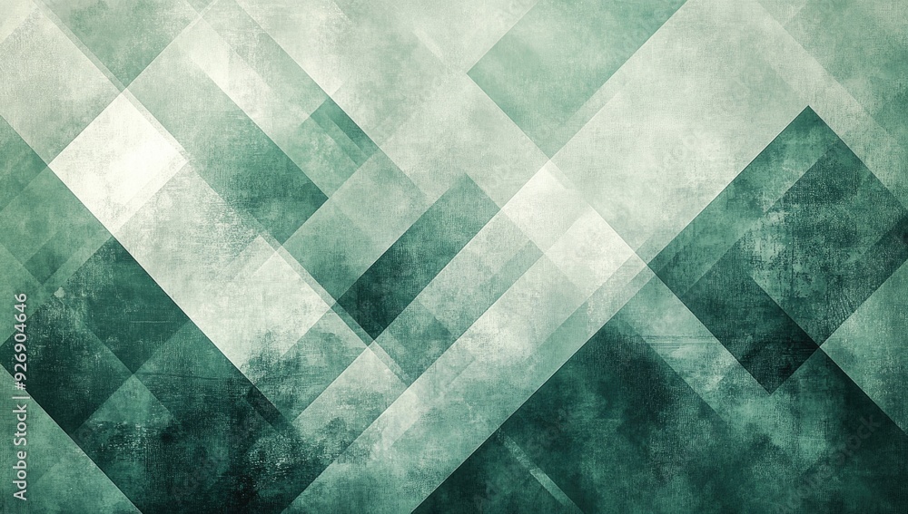 Poster abstract green background design with layered textures. white and transparent geometric shapes