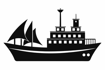 
sailing ship vector, Yacht motor boat nautical silhouette vector collection	
