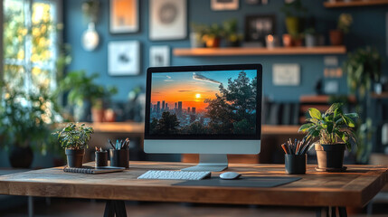 A motivational workspace with quotes and vision boards, creating an environment that fosters personal development and creativity.