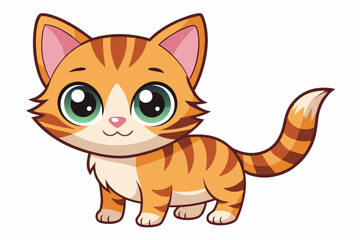 Obraz premium Adorable Cartoon Orange Tabby Cat with Big Green Eyes