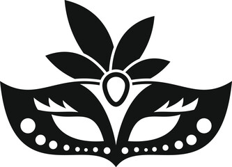 Black mardi gras mask with flower decoration is perfect for celebrating carnival or any other festive occasion © anatolir