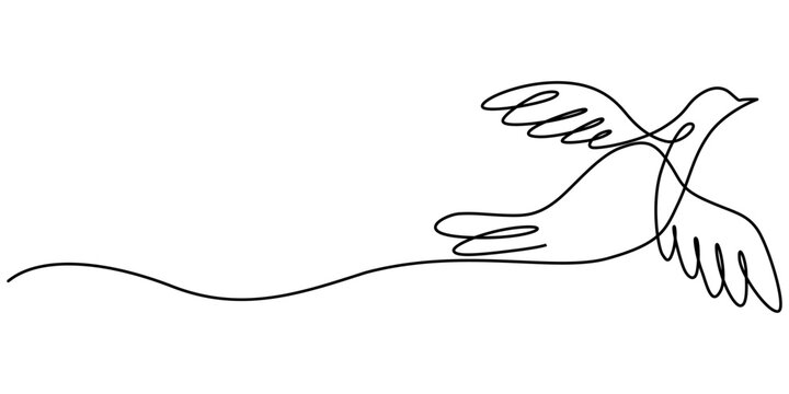 recommend clip art: Bird ,line drawing style, continuous line art ,  vector illustration, Flying dove with heart continuous one line drawing. Love bird symbol. Vector illustration isolated on white.