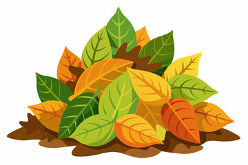 Colorful Autumn Leaves Piled on Ground