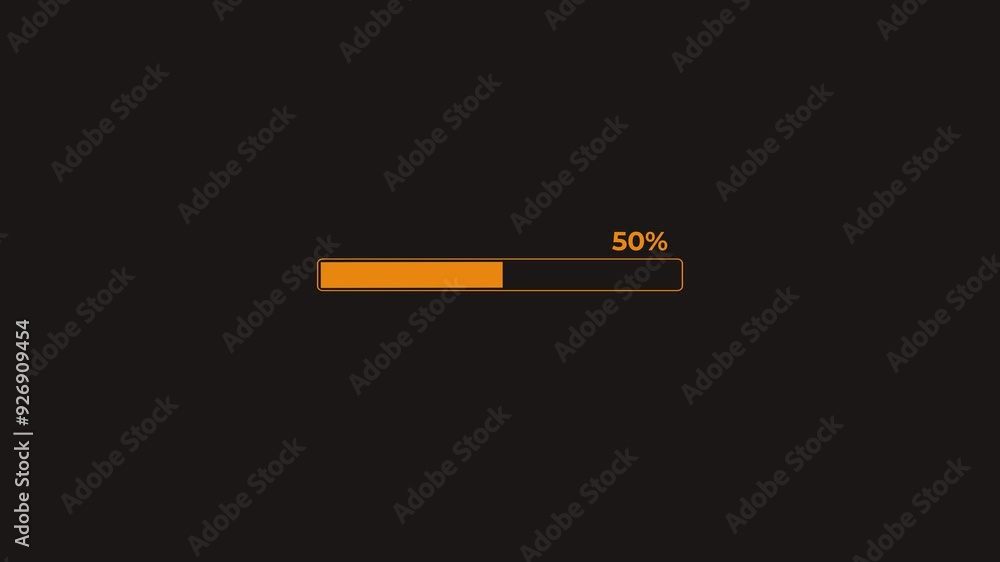 Poster orange progress bar at 100%. suitable for software interfaces, web design, project completion, achie