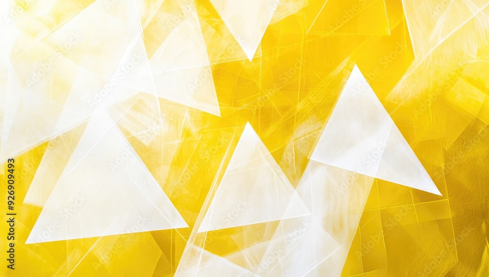 Poster abstract yellow background design with layered textures. white and transparent geometric shapes