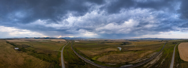 Dramatic Stormy Sunset Over Alberta's Rolling Plains