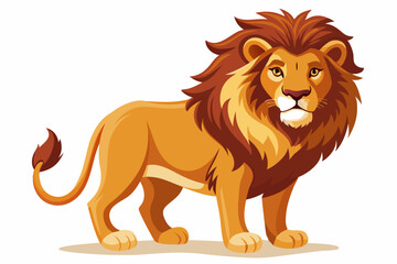 Obraz premium Cartoon Illustration of a Proud Lion with a Brown Mane