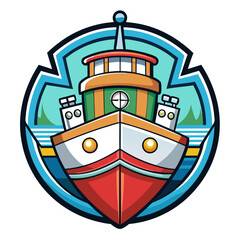 Cartoon Illustration of a Red, Yellow, and Green Boat