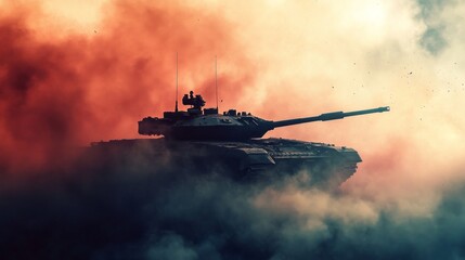 Tank Breaks Through Smoke in Chaotic Battlefield Scene 1