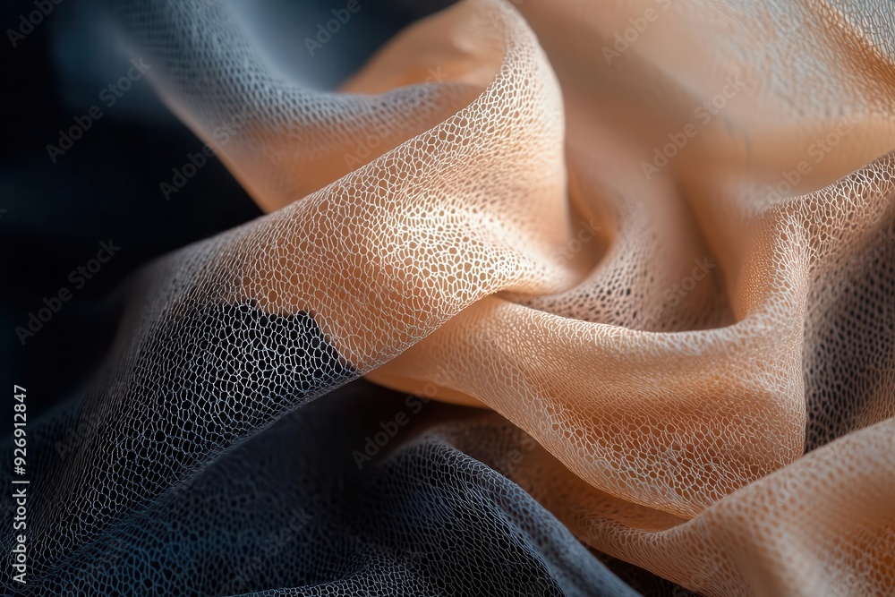 Poster soft and elegant fabric with a blend of peach and dark tones, creating a rich texture ideal for desi