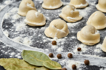 Homemade meat dumplings ready for cooking, a classic dish perfect for hearty family meals