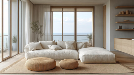 Clean lines and open spaces define this Scandinavian room, emphasizing a serene and uncluttered aesthetic.