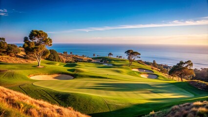 Scenic view of a golf course at Torrey Pines in La Jolla, California, golf, course, Torrey Pines, La Jolla, California