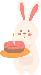 Rabbit Brings Birthday Cake Illustration
