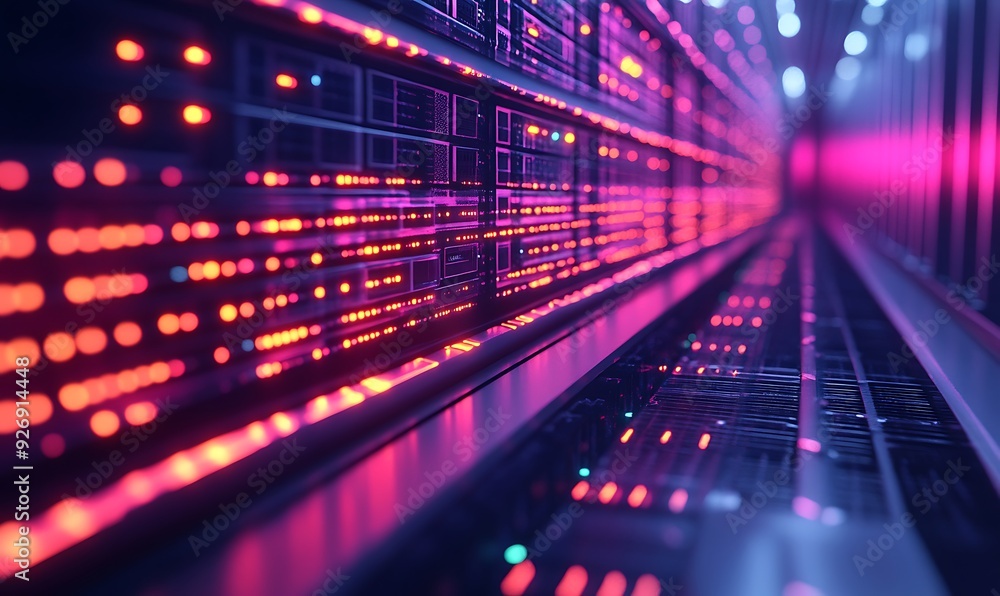 Leinwandbilder Close-Up of Digital Firewall Blocking Malicious Attacks with Advanced Security