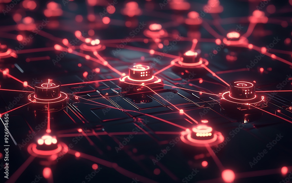 Aufkleber futuristic network diagram showing interconnected servers with advanced security