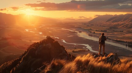 Fototapeta premium Sunset view from mountain peak