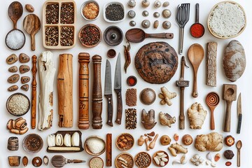 Monatge of various traditional kitchen on white background UHD wallpaper