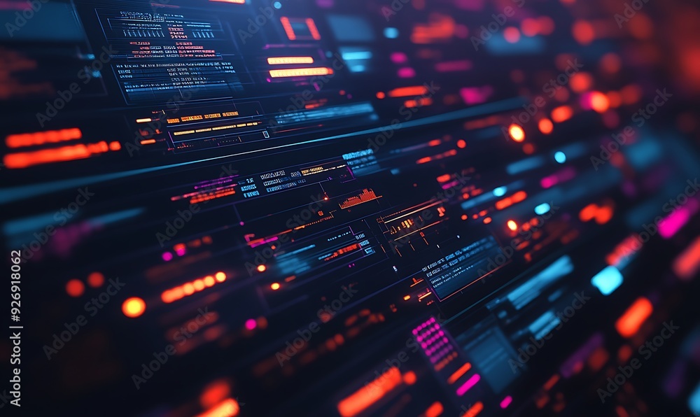 Poster close-up of digital firewall system blocking potential cyber attacks