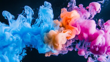 Obraz premium Abstract colorful ink swirling in water.