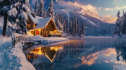 Fototapeta premium Cabin in the Snow
