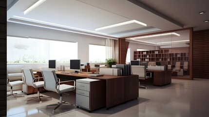 Luxurious Office Space with a Panoramic City View, Blending Sophistication with Modern Business Aesthetics