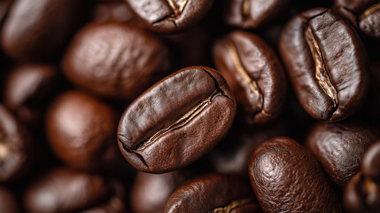 Naklejka premium High resolution image of freshly roasted coffee beans.