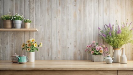 Charming kitchen decor featuring simple wall texture with little flowers and a cute , kitchen decor, wall texture, flowers