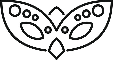 This simple black and white icon represents a carnival mask, often worn during celebrations and festivities