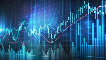 Market chart with fluctuating lines and indicators, stock market, finance, graph, data, analysis, trading, investment, up