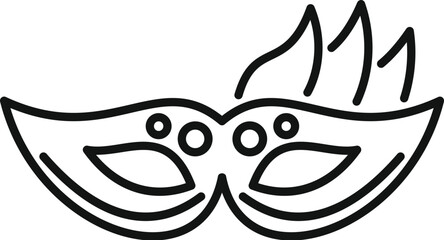 Simple line icon of a mardi gras mask with feathers, perfect for representing celebration and festivals © anatolir
