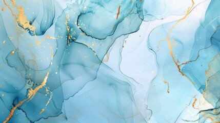 Fototapeta premium Abstract Blue and Gold Ink Art