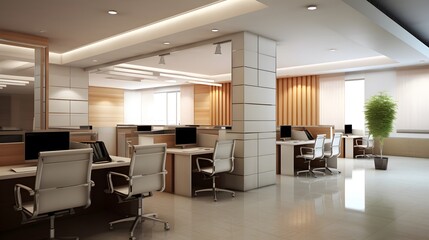 Professional Office Setting with Organized Workstations