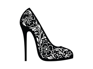 Elegant Floral High Heels silhouette. Crafted With Floral Patterns.