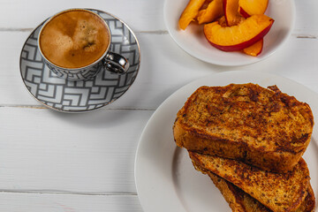 french toast on white plate for breakfast
