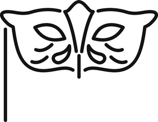 Simple line art icon of a venetian carnival mask, perfect for projects related to celebration, mystery, and festivities