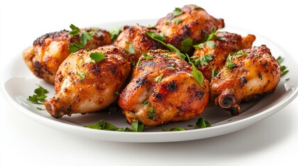 Grilled Chicken Drumsticks on White Plate