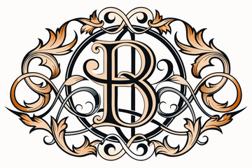 Ornate Decorative Initial Letter B Monogram