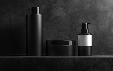 Black Beauty Products on a Dark Background